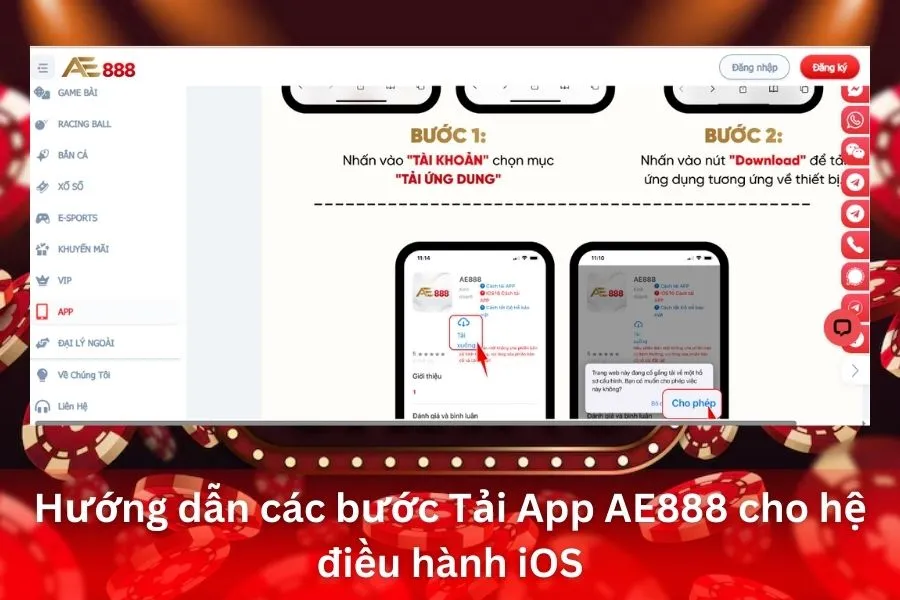 Hướng dẫn các bước Tải App AE888 cho hệ điều hành iOS