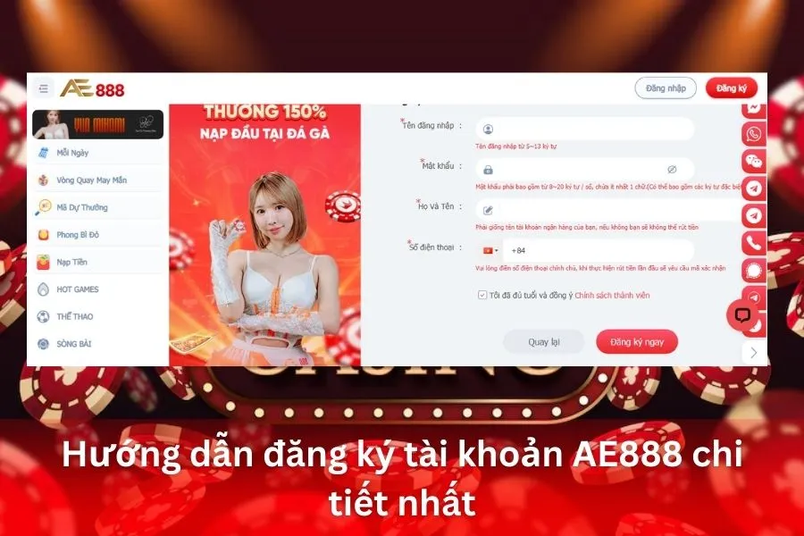Hướng dẫn đăng ký tài khoản AE888 chi tiết nhất