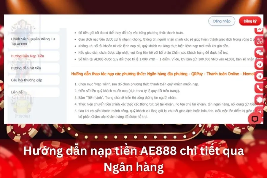 Hướng dẫn nạp tiền AE888 chi tiết qua Ngân hàng