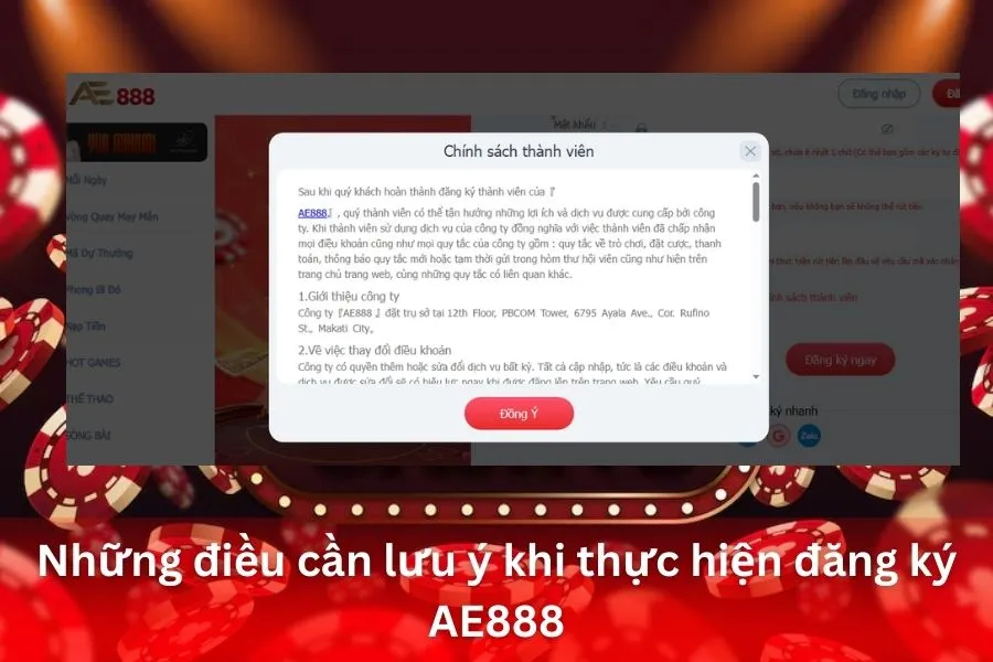 Những điều cần lưu ý khi thực hiện đăng ký AE888